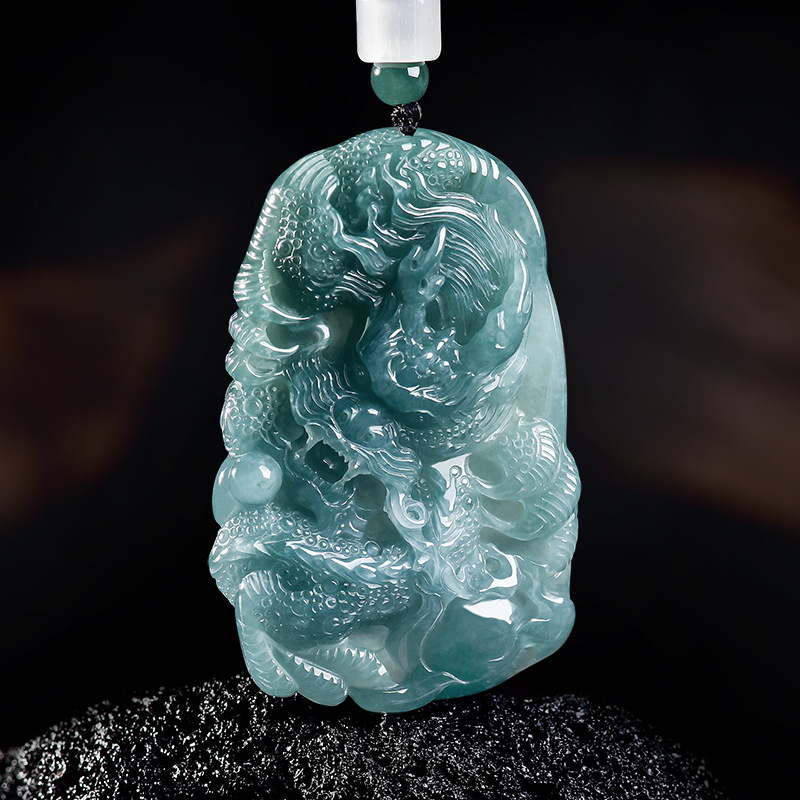 Women'S Fashion - Natural Burmese Jadeite Dragon Pendant Necklace