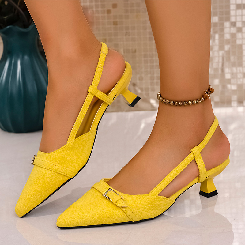 Women'S Fashion For Summer 2025 - Fashion Yellow High Heels Sandals for