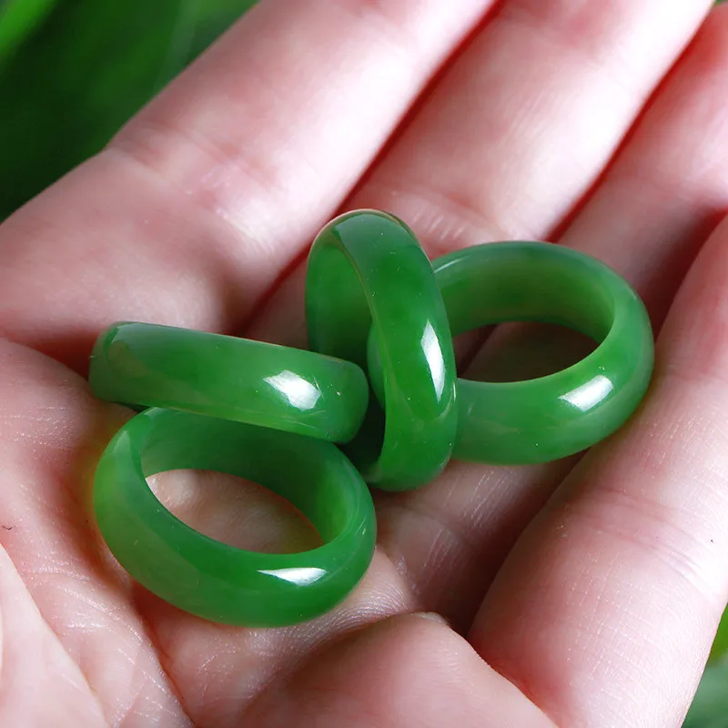 Women Fashion Jewellery - Natural Green Hetian Jade Ring Chinese