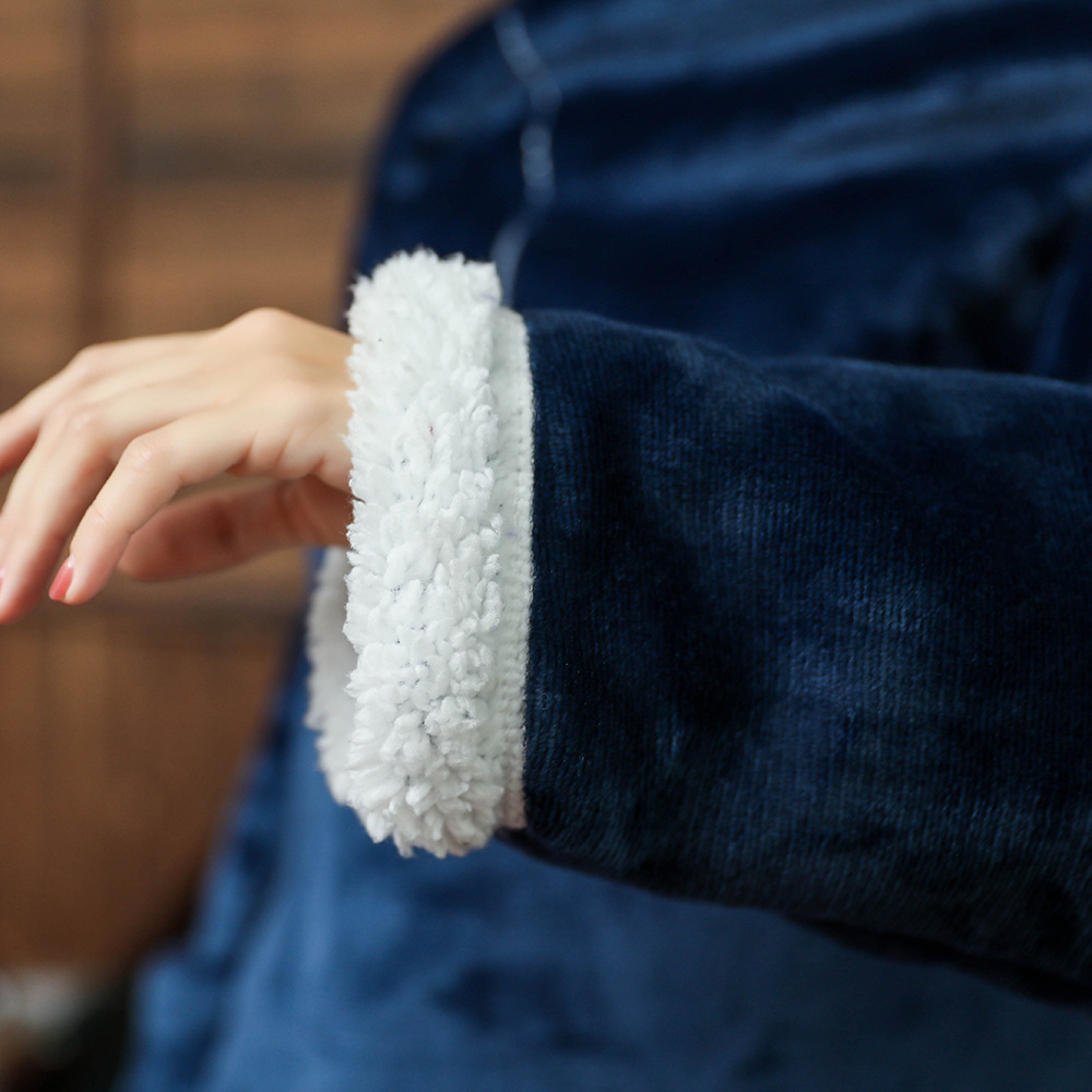 Super Long Double Warm Flannel - Hoodie Women Oversized ulasan dan harga