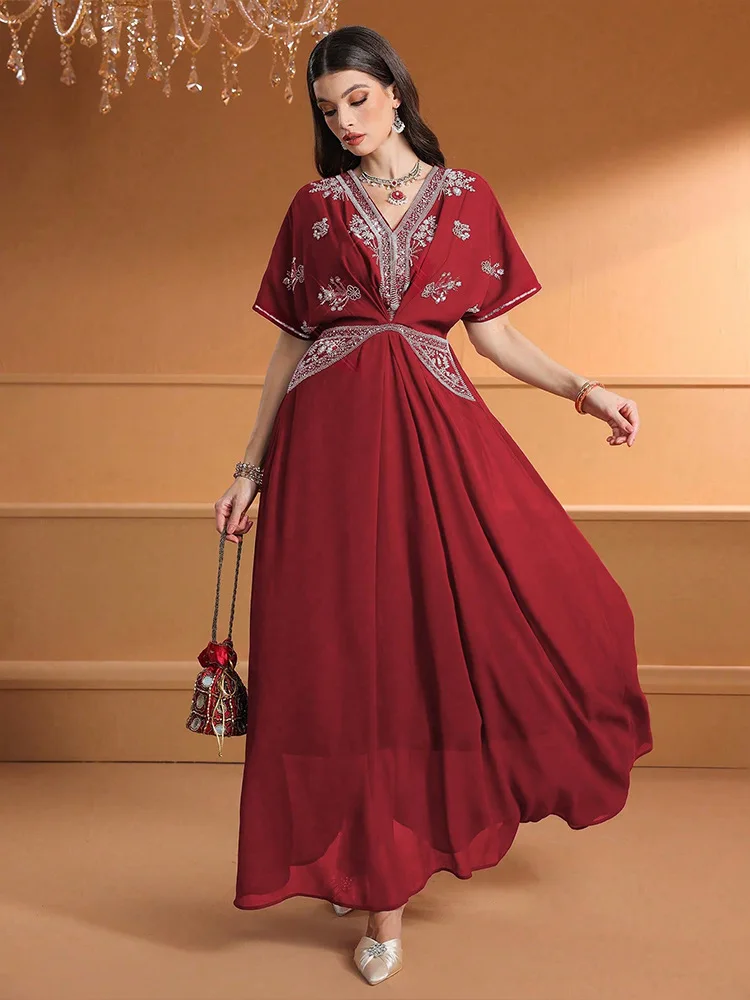 Fashion Women V-Neck Long Dres - Turkey Women Fashion ulasan dan harga