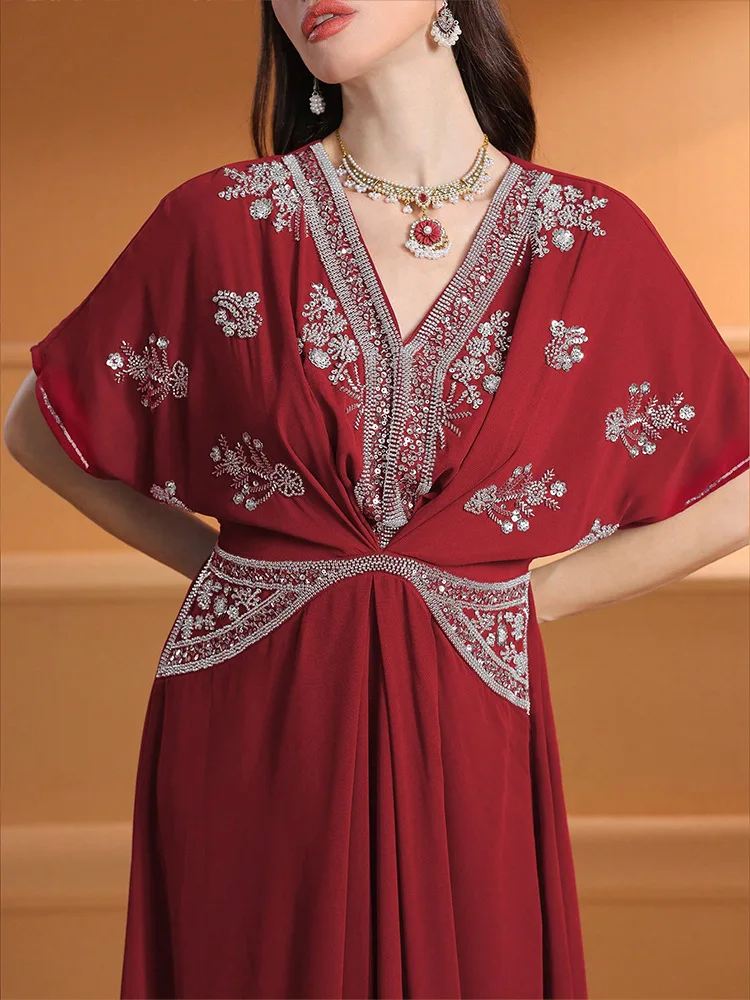 Fashion Women V-Neck Long Dres - Turkey Women Fashion ulasan dan harga