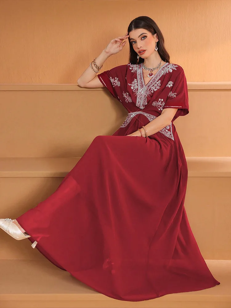 Fashion Women V-Neck Long Dres - Turkey Women Fashion ulasan dan harga