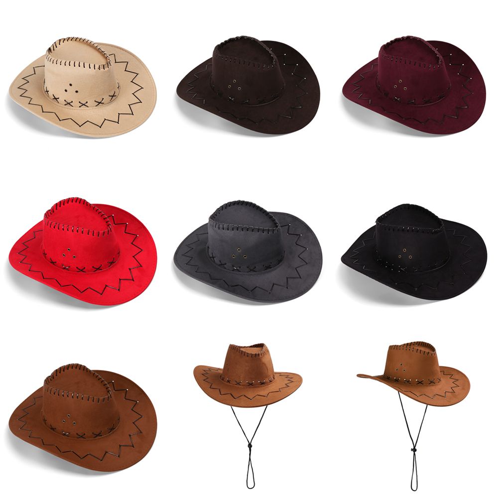 Unisex Cowboy Hat Suede Fashio - Women'S Fashion Wild West ulasan dan harga
