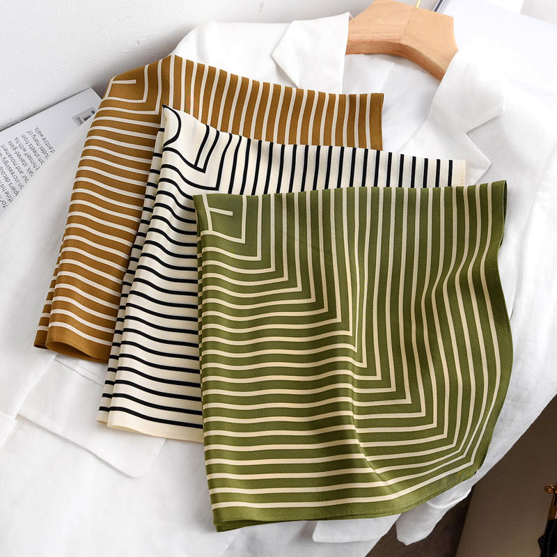 Stripe Print 100% Silk Neck He - Women'S Fashion Hats ulasan dan harga