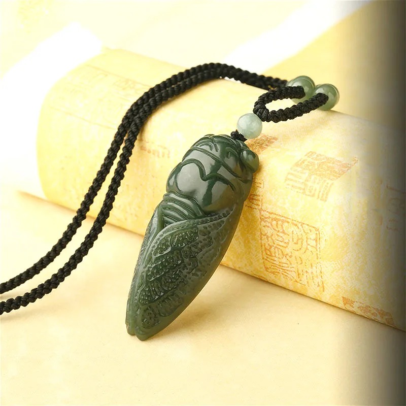 Natural Hetian Jade Cicada Pen - Women Fashion Jewellery ulasan dan harga