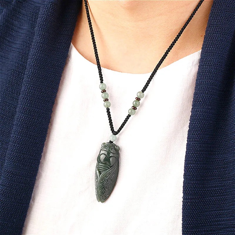 Natural Hetian Jade Cicada Pen - Women Fashion Jewellery ulasan dan harga