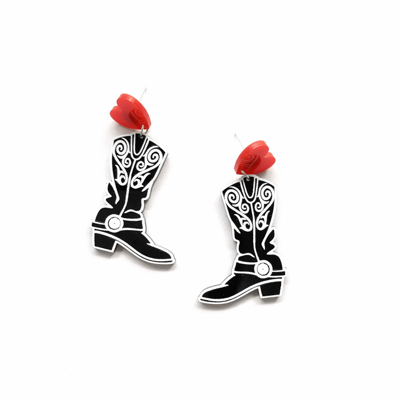 Fashion Black Cowboy Boots Wit - Women'S Fashion Wild West ulasan dan harga