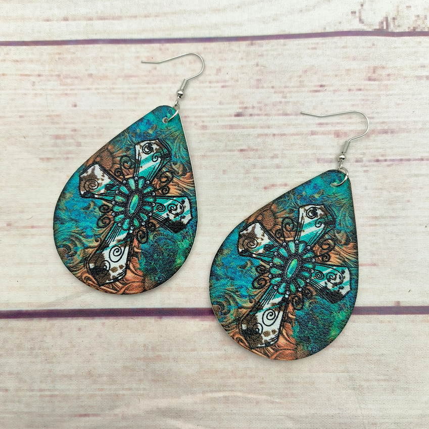 Wild West Teardrop Cross Earri - Women'S Fashion Wild West ulasan dan harga