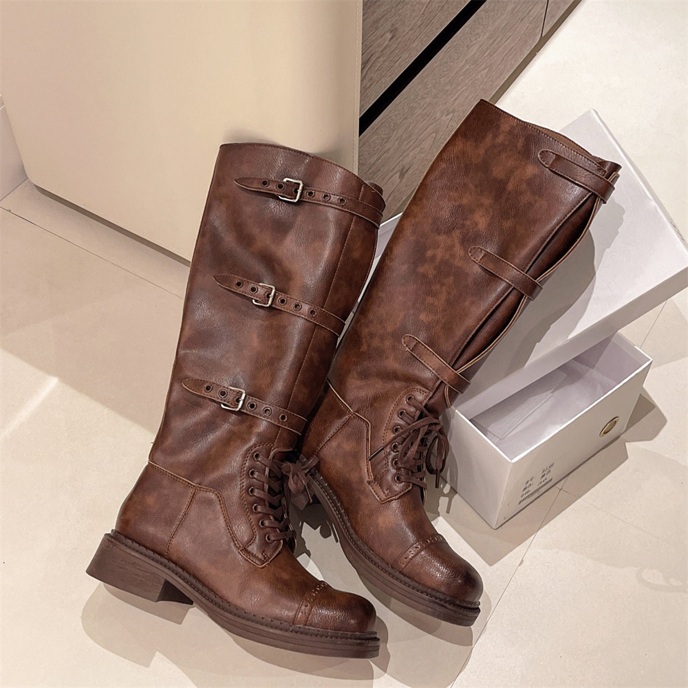 Women's Knee High Boots Vintag - Women'S Fashion Leather Boots ulasan dan harga