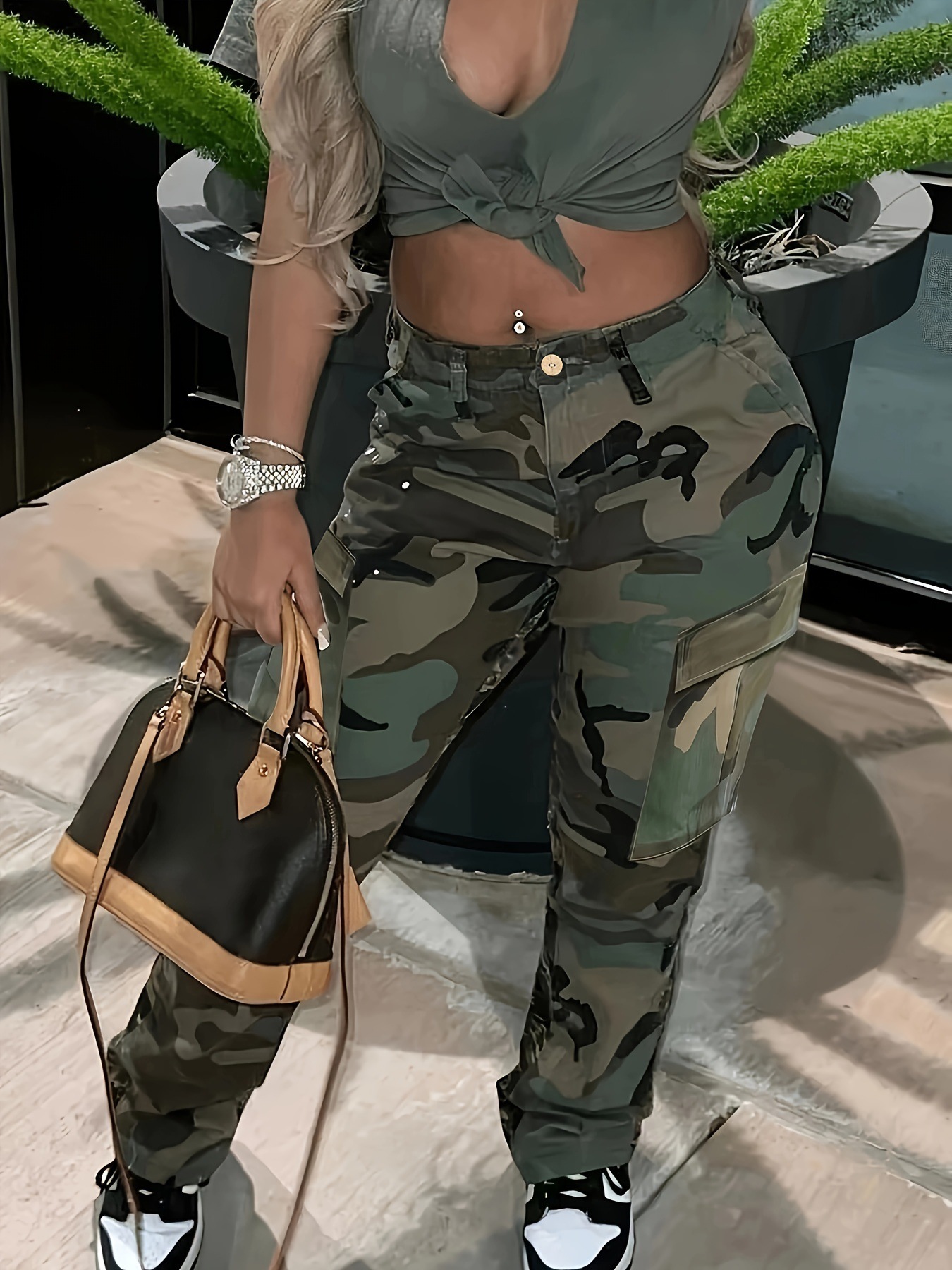Women's Camo Cargo Pants - Mul - Women'S Fashion Utility Pants ulasan dan harga