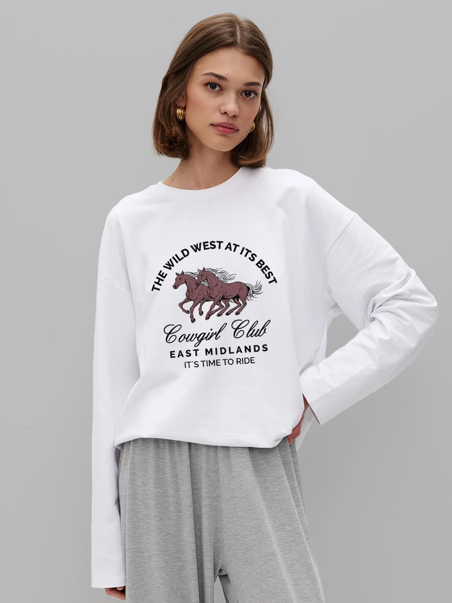 Women's 100% Cotton Long Sleev - Women'S Fashion Wild West ulasan dan harga
