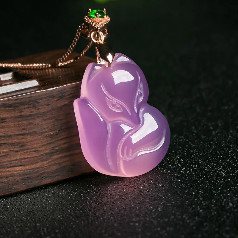 Natural Purple Agate Fox Penda - Women Fashion Jewellery ulasan dan harga