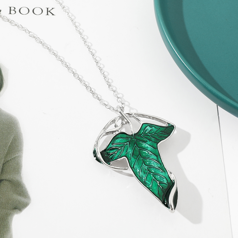 Vintage Green Leaf Pendant Nec - Women Fashion Jewellery ulasan dan harga