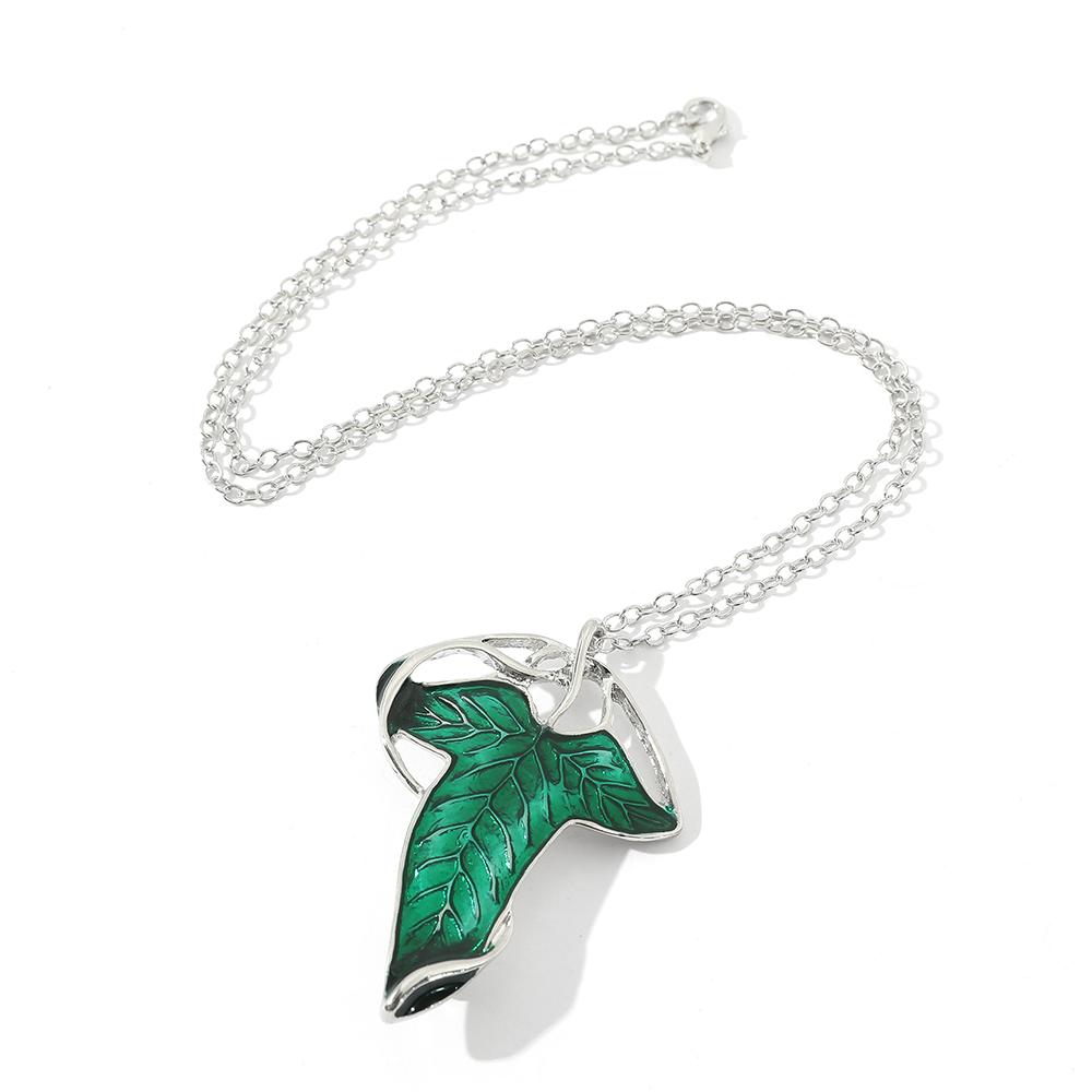 Vintage Green Leaf Pendant Nec - Women Fashion Jewellery ulasan dan harga