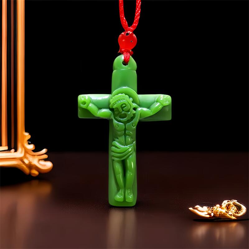 Green Real Jade Cross Pendant  - Women Fashion Jewellery ulasan dan harga