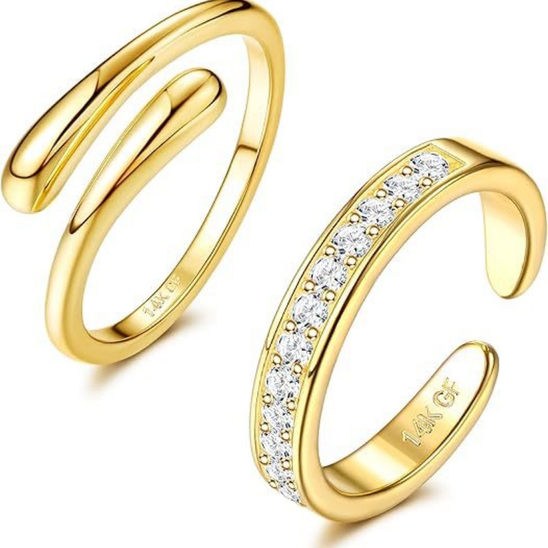 14K Gold-Plated Adjustable Zir - Women'S Fashion Rings Gold ulasan dan harga