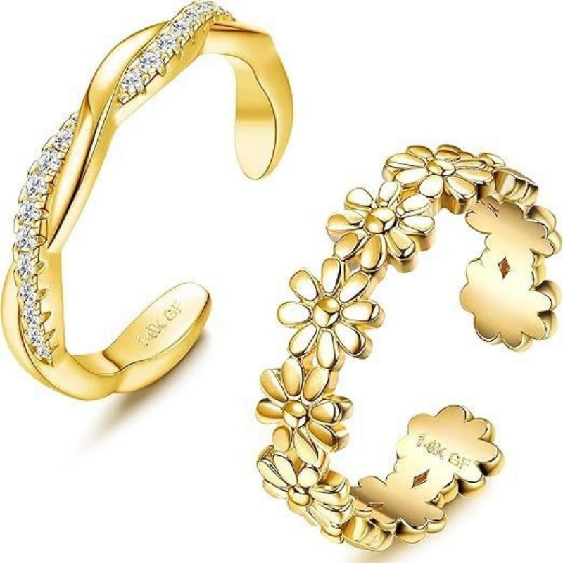 14K Gold-Plated Adjustable Zir - Women'S Fashion Rings Gold ulasan dan harga