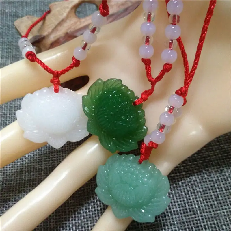 Natural Green Jade Lotus Penda - Women Fashion Jewellery ulasan dan harga