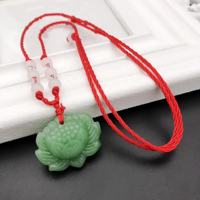 Natural Green Jade Lotus Penda - Women Fashion Jewellery ulasan dan harga