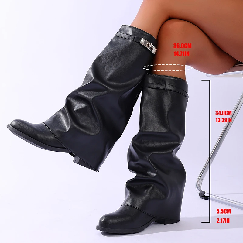 Brand Design Black Pu Leather  - Women'S Fashion Leather Boots ulasan dan harga