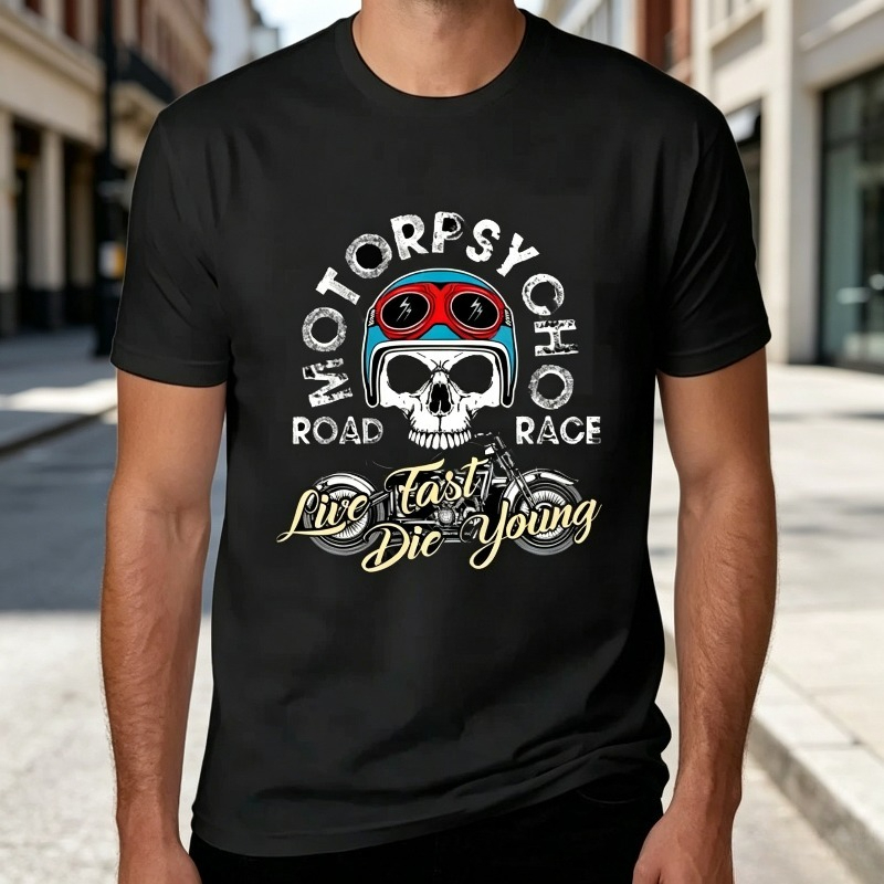 Motopsyco Biker Skull T Shirt  - Women Fashion Quotes ulasan dan harga