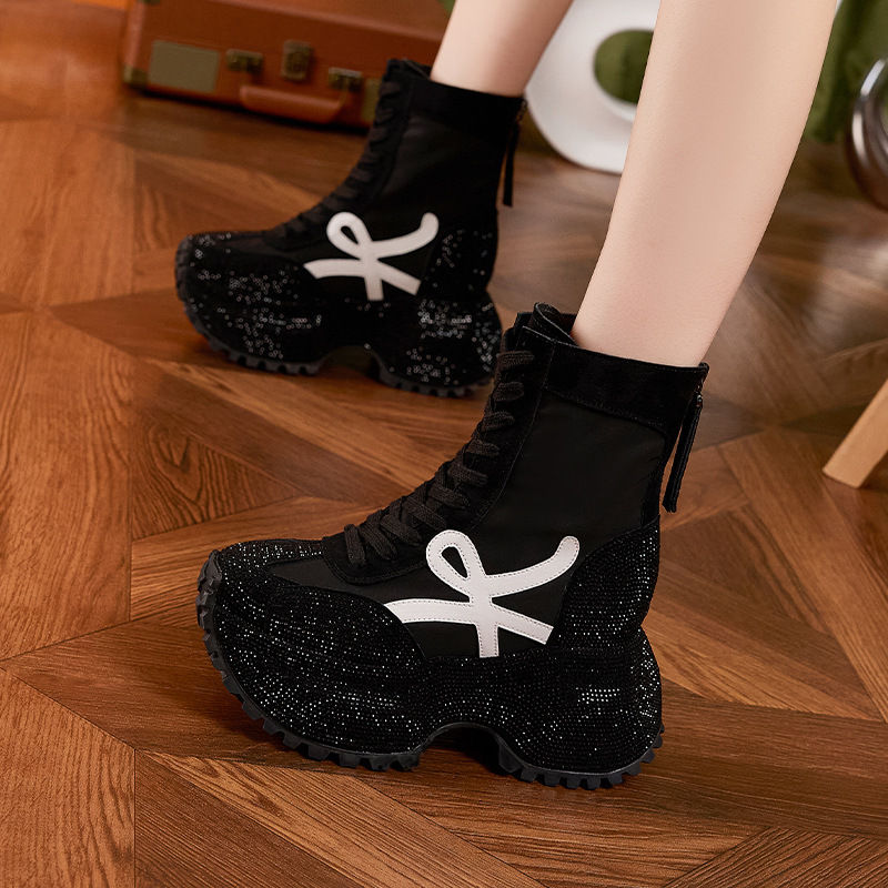 Women's Thick Sole High-top Fa - Women'S Fashion Leather Boots ulasan dan harga