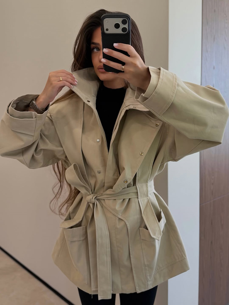 Women Short Trench Coat Belted - Women'S Fashion Utility Belt ulasan dan harga
