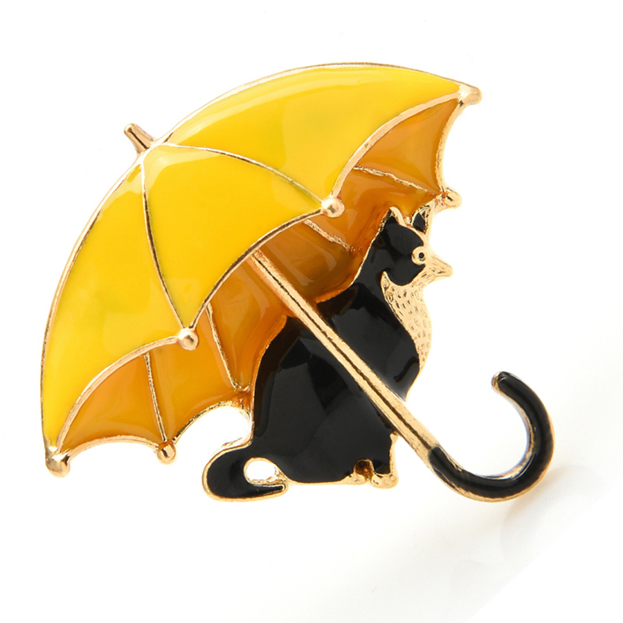 Cute Cat Under Umbrella Brooch - Women'S Fashion Umbrella ulasan dan harga