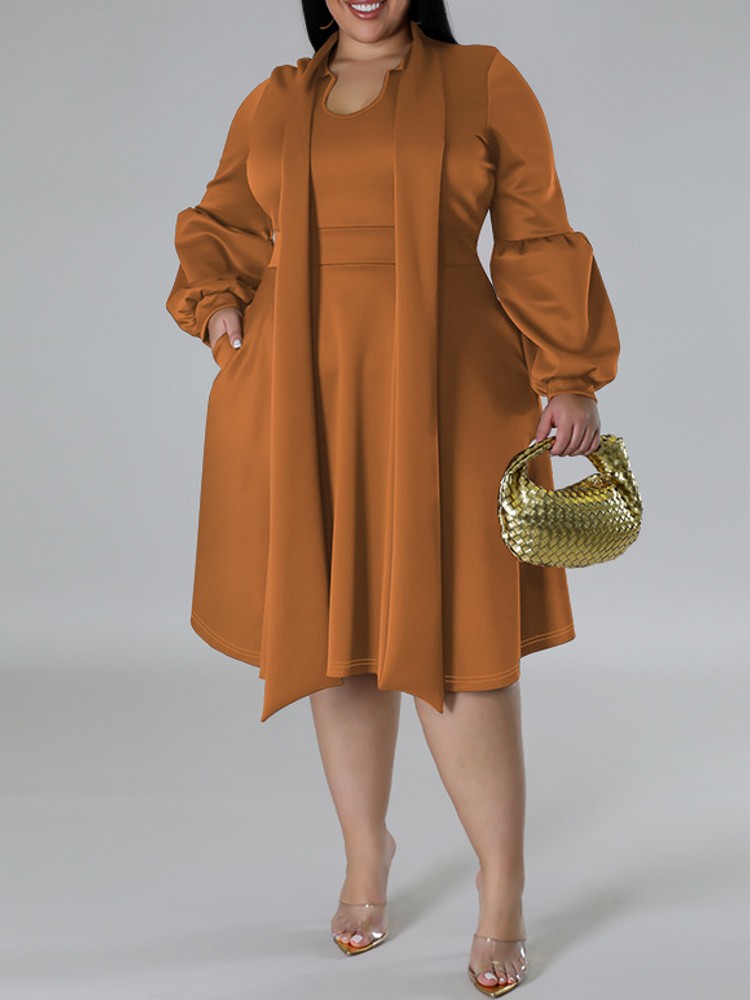 XL-5XL Plus Size Elegant Midi  - Xl Women'S Fashion ulasan dan harga