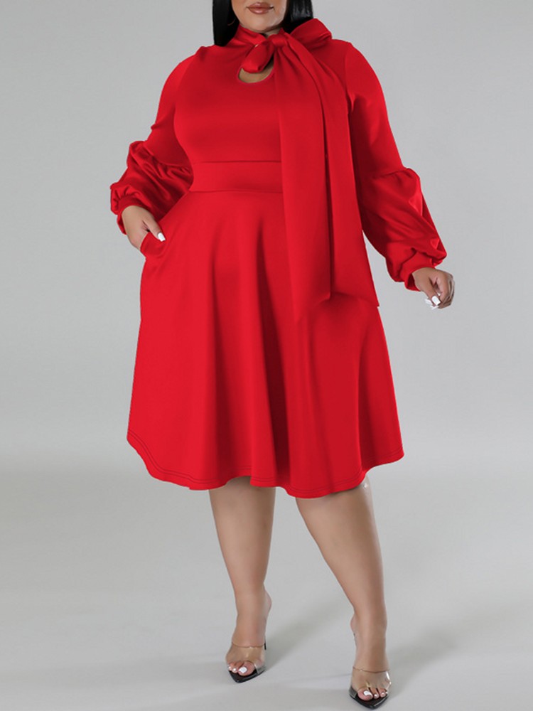 XL-5XL Plus Size Elegant Midi  - Xl Women'S Fashion ulasan dan harga