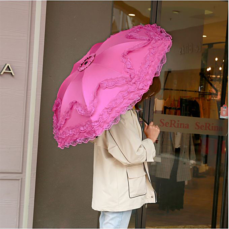 Fashion Lace Sun Umbrella Stro - Women'S Fashion Umbrella ulasan dan harga
