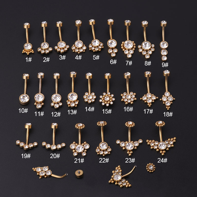 Zircon Golden Belly Button Rin - Women'S Fashion Rings Gold ulasan dan harga