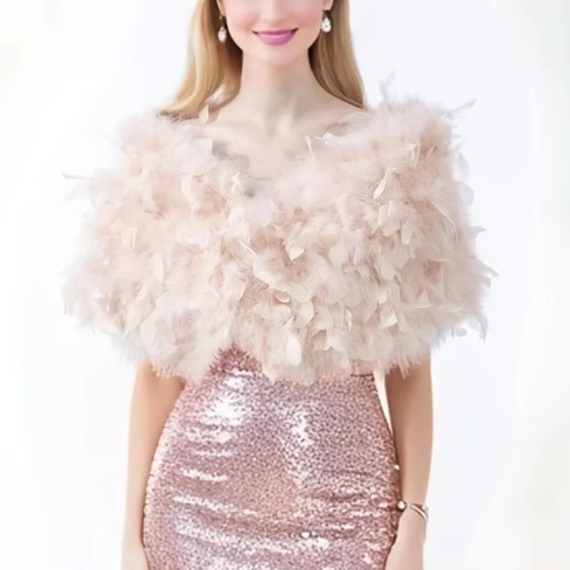 Real Turkey Feather Shawl with - Turkey Women Fashion ulasan dan harga